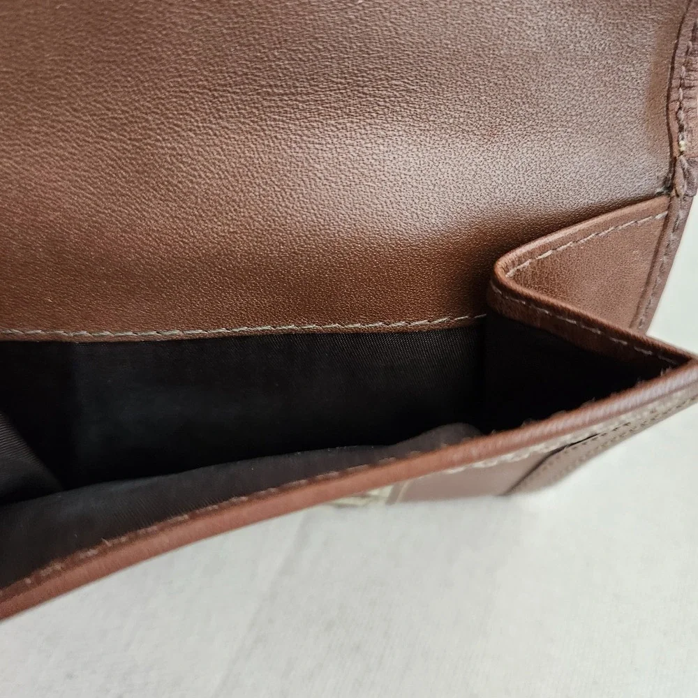 Vintage Coach Signature Folding Wallet Snap Closure Medium Brown Soft Leather